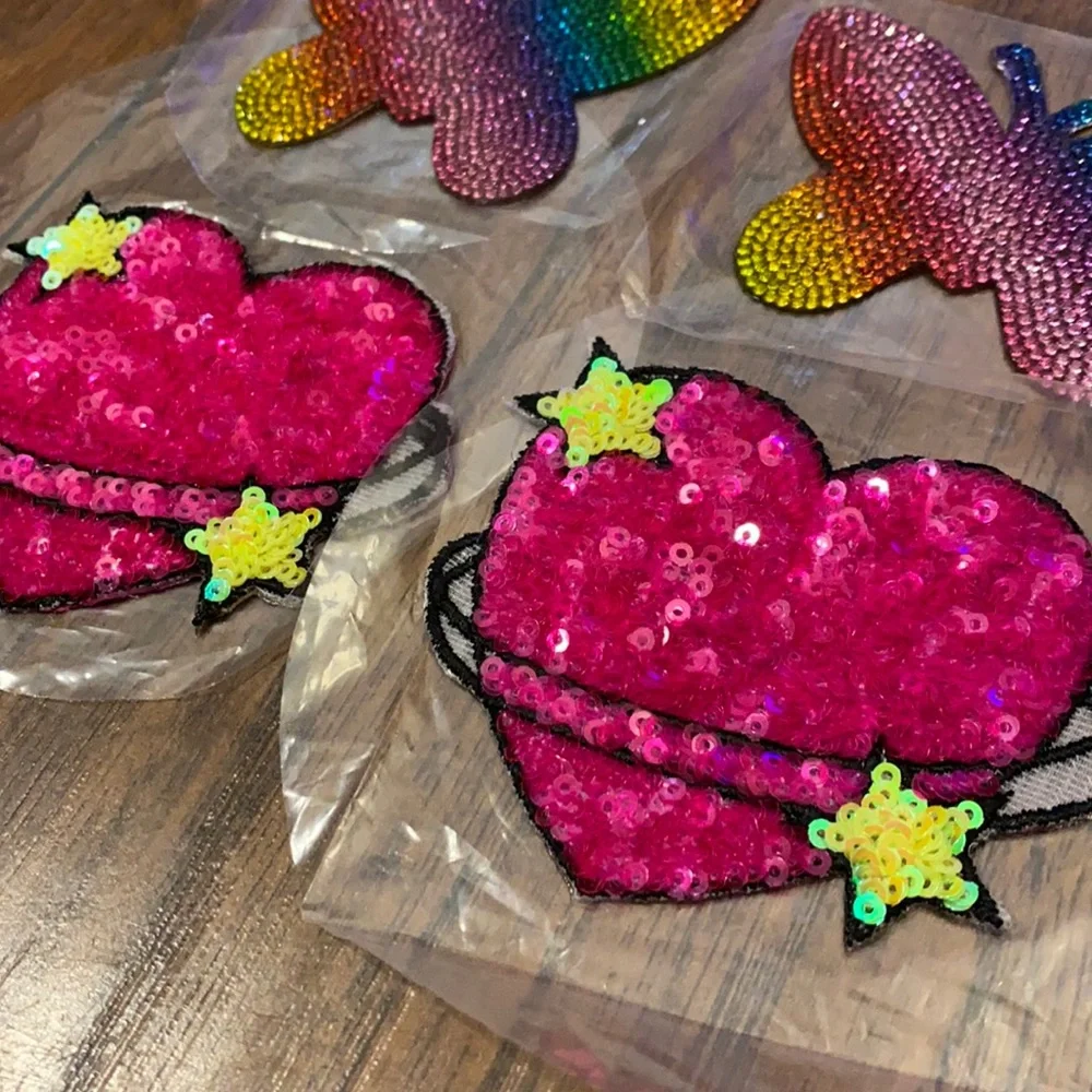 Rhinestone Rainbow Heart & Butterfly Decor Rave Pasties - Set of 2